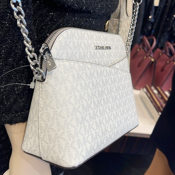 Michael Kors Jet Set Travel Medium Signature Logo Dome Crossbody Satchel NWT - Picture 11 of 16